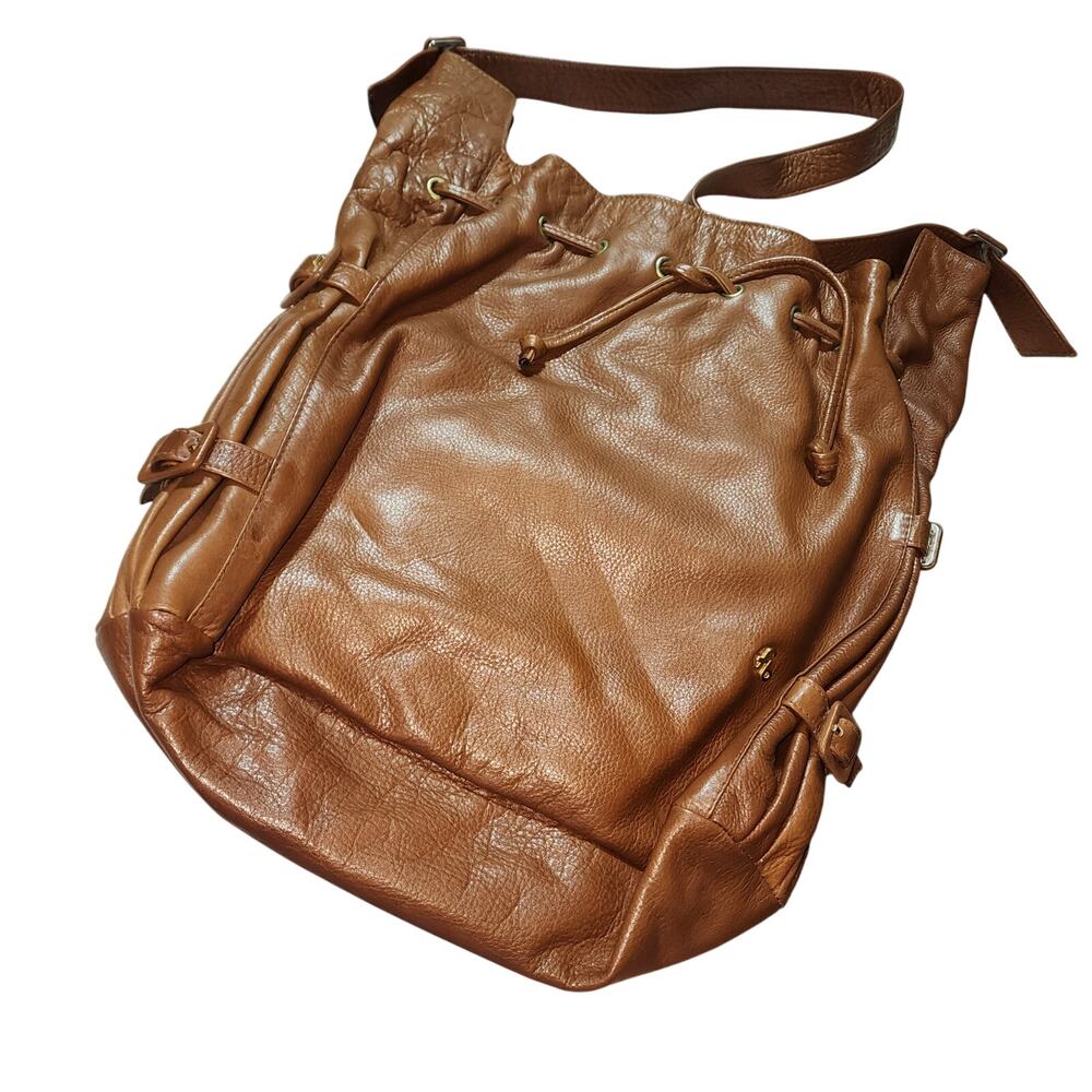 VINTAGE FANNY-BAG LARGE LEATHER DRAWSTRING BUCKET BAG